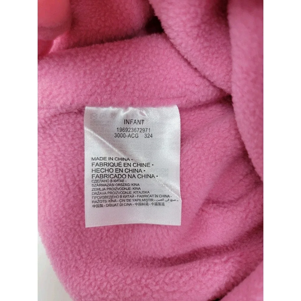 NWT Nike Fleece Trapper Style Hat Mittens Set Baby  12-24mth Pink Tie Dye Swoosh